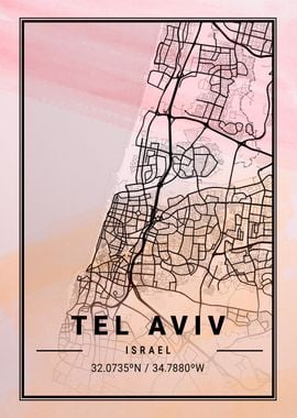 Tel Aviv Map Israel 