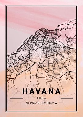 Havana City Map Cuba