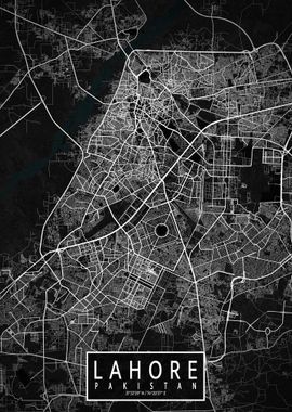 Lahore City Map Dark