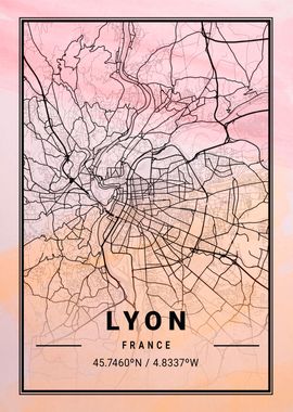 Lyon City Map France