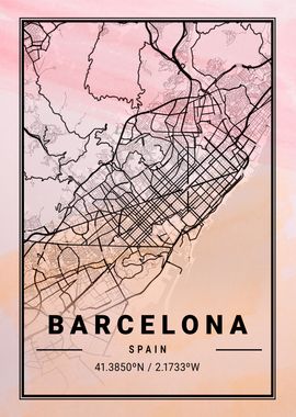 Barcelona City Map Spain