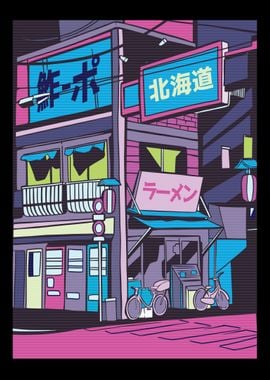 Japan urban vaporwave 90s