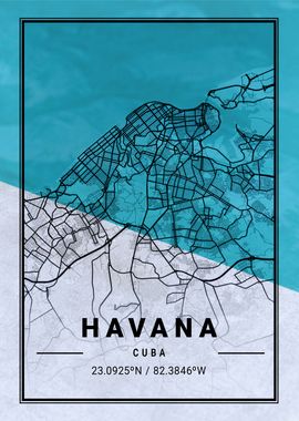 Havana City Map Cuba