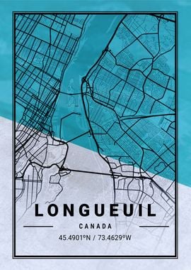 Longueuil City Map Canada