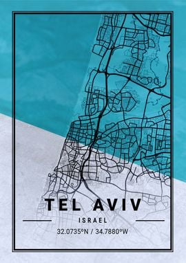 Tel Aviv Map Israel