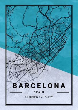 Barcelona City Map Spain