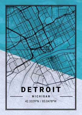 Detroit City Map USA