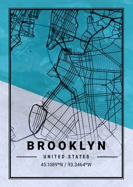 New York Brooklyn Map USA