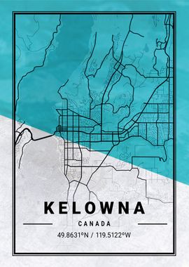 Kelowna City Map Canada