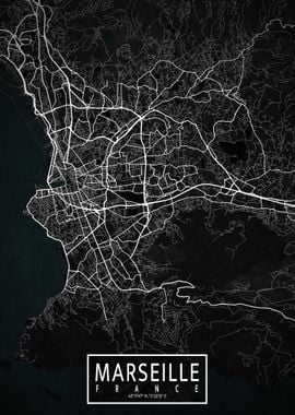 Marseille City Map Dark