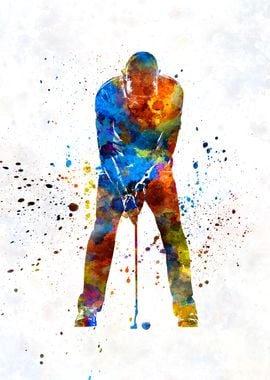 Golf player in watercolor