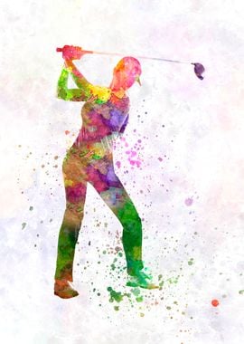 Golf player in watercolor