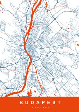 BUDAPEST Map Hungary