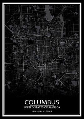 Columbus Black Map