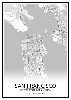 San Francisco White Map