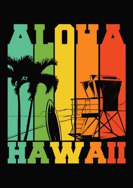 Hawaii island aloha retro