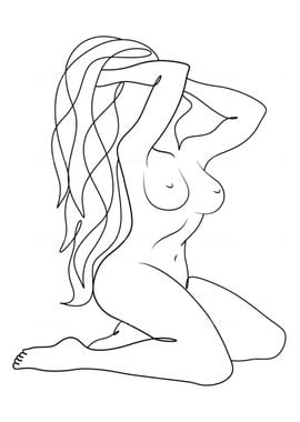 One Line Art Woman