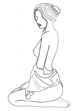 One Line Art Woman