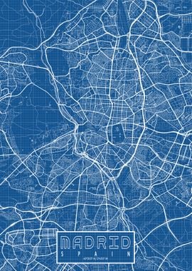 Madrid City Map Blueprint