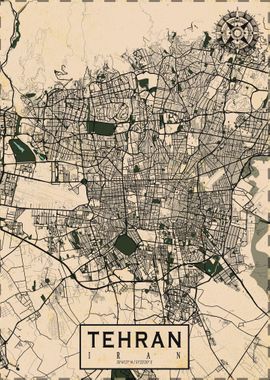 Tehran City Map Vintage