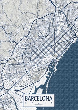 Barcelona City Map Coastal