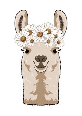 Llama Wreath of Flowers