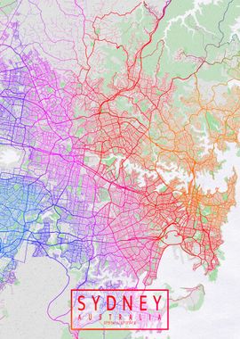 Sydney City Map Colorful