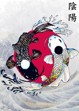 'Koi Fish Yin Yang' Poster, picture, metal print, paint by MK STUDIO ...