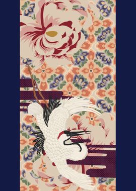 crane and chrysanthemum