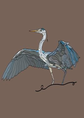 Grey heron illustration