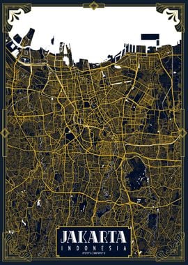 Jakarta City Map Art Deco