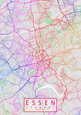 Essen City Map Colorful