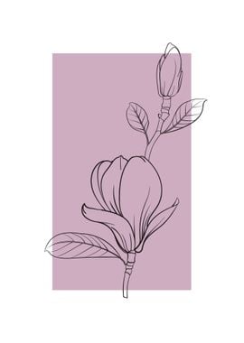 Magnolia Flower Line Art