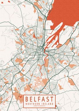 Belfast City Map Bohemian