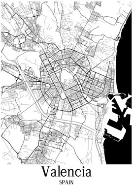 Valencia City Map Spain