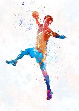 Handball player watercolor