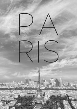 Paris Skyline and Text