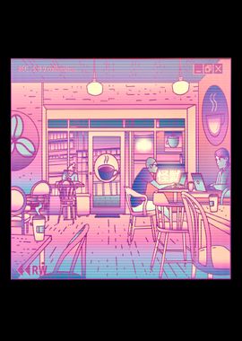 Coffee shop vaporwave