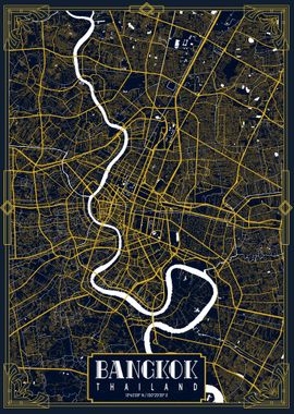 Bangkok Map Art Deco