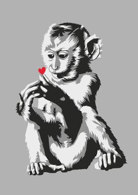 Monkey red heart