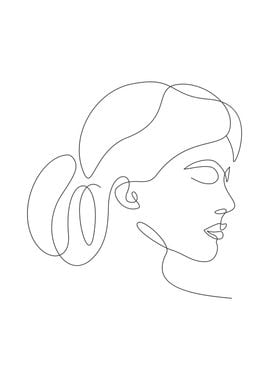 One line face woman