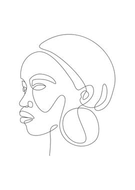 Woman face line drawings