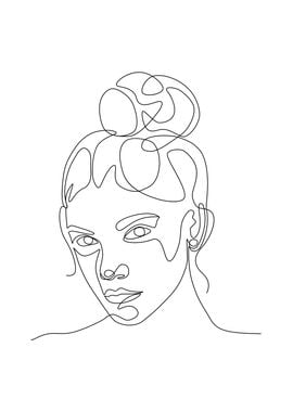 One Line Art Woman