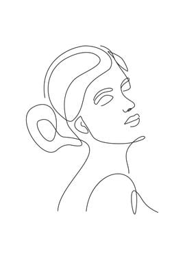 Woman face single line art