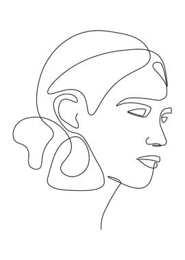 Woman face single line art