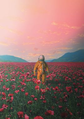 Astronaut Among Roses