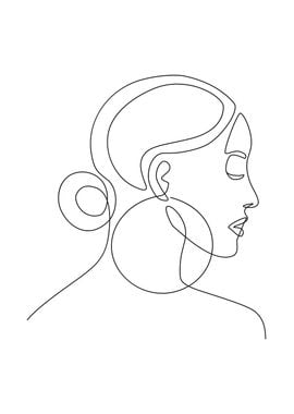 Woman minimal one line art