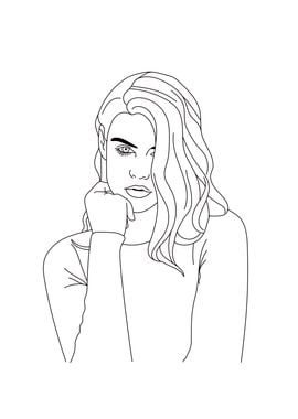 Woman Fashion line art