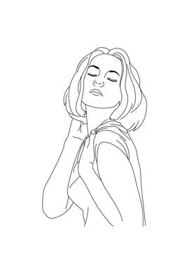 Stylish Woman line Art