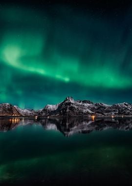 Lofoten Aurora Reflection